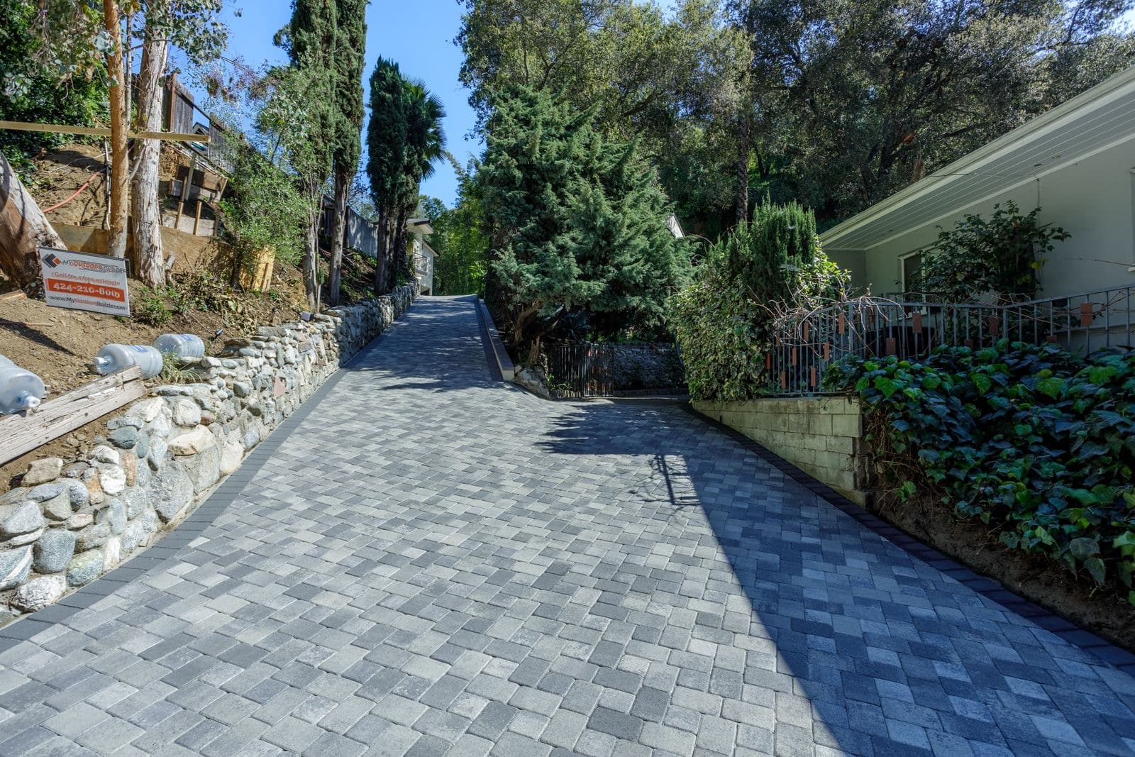 Premium paver driveway with curved layout